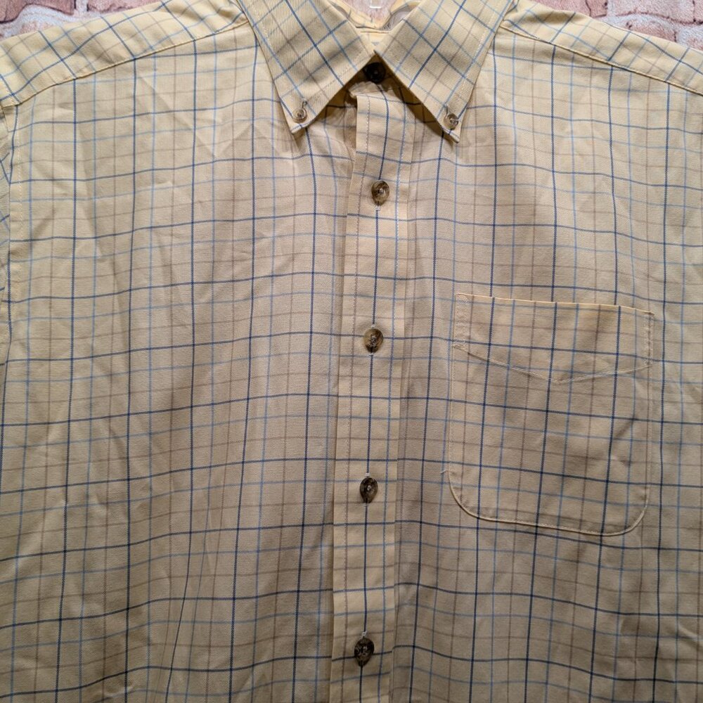 L.L. Bean Shirt Yellow Plaid Button Down Size Medium - Picture 5 of 13
